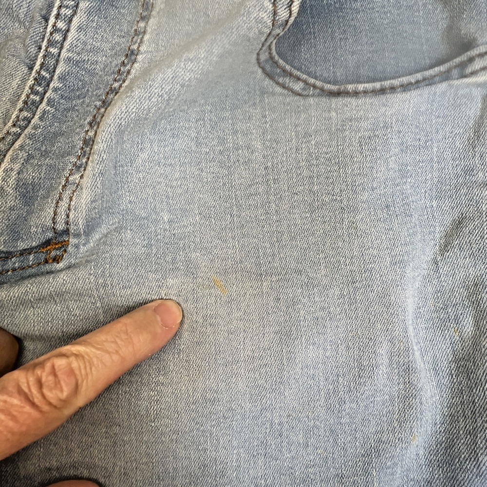 Origin USA Fighter Fit D68 Jeans Men 32x32 USA Made Light Wash Distressed Denim - Picture 15 of 16
